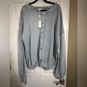SIMPLY SOUTHERN -light blue acid washed terry shirt-BNWT-Size L (oversized)